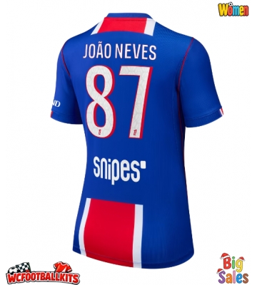 Paris Saint-Germain Joao Neves #87 Replica Home Stadium Shirt for Women 2026-27 Short Sleeve